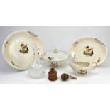 Alfred Meakin "Brixham" part dinner service, two decanters, and other decorative items