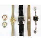 Hugo Boss gents watch with box, ladies gucci, and four ladies watches