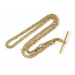 Albert chain, curb link chain with each link individually stamped for 18 ct gold,