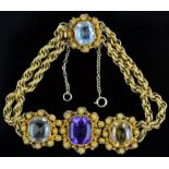 Cannetille gem set bracelet, fancy textured link bracelet centrally set with a citrine,