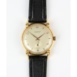 Weingarten's, a gentleman's gold wristwatch, the signed dial with roman numeral and dagger hour