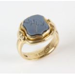 Sardonyx signet ring, set with a shield shaped sardonyx, with a seal engraving 'Northfleet',