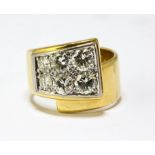 Contemporary asymmetric diamond ring, set with six graduating round brilliant diamonds,