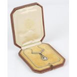 Fontenay France Belle Époque diamond and pearl set pendant necklace. floral form open pendant