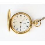 Thomas Russel of Liverpool, A gold full hunter pocket watch, the signed white enamel dial with