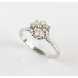 Single stone diamond ring, old European cut diamond weighing an estimated 2.05 carats,