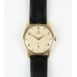Omega, a Gentleman's gold wristwatch, the signed dial with dagger hour markers, fitted with a