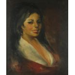 Continental School 19th/20th century. Portrait of a Gypsy Girl, Oil on canvas, 54 x 44cm.