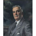§ Hilda Kidman (1891-1980) Portrait of a gentleman, head and shoulders, with a view of a mansion