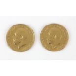 Two sovereigns, one dated 1927, with George V bust and St George and the dragon reverse,