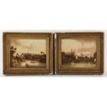 English School (19th century), View of Eton from the Thames; Windsor Castle, a pair, oil on board,
