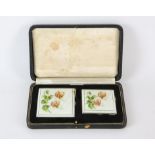 Guilloche enamel and silver cigarette case and matching compact by Henry Clifford Davis,