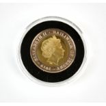 A Jersey £2 gold proof coin 2019, of 22 carat gold weighing 15.98 g, in its case with certificate.