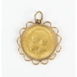 Half sovereign pendant, with George V bust, with St George and the dragon reverse, dated 1914,