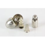 Victorian ovoid silver sewing set the hinged cover enclosing a thread holder and thimble,