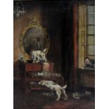 T. W. Peake (early 20th century), The intruders: two terriers ransacking a chest of drawers in an