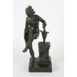 A Grand Tour bronze figure of Aphrodite, late 19th Century, modelled untying her sandal,