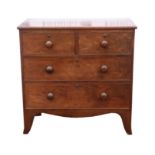 Mahogany chest of drawers, 19th Century, with two short and two long drawers, on tall bracket feet,