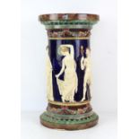 Copeland jardiniere stand, cylindrical with floral garlands and classical figures Diameter 35 x H62