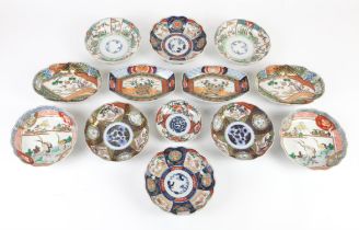 A Collection of Japanese Imari Bowls , trays and a saucer , Meiji Period or later,