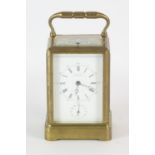 A French carriage clock by Le Roy and Fils, 19th Century. The brass case of plain design,