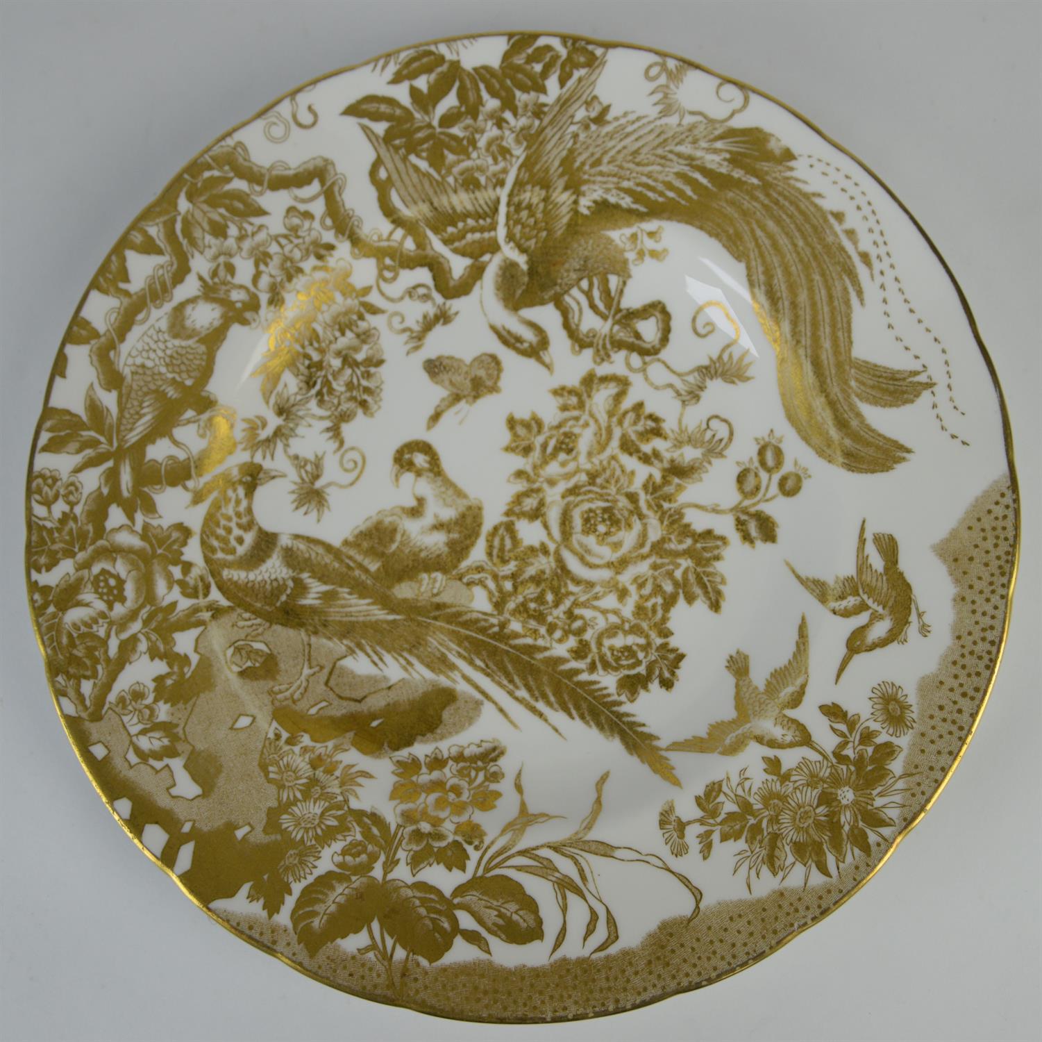 Royal Crown Derby, a part dinner service in the Gold Aves pattern, printed marks to base, - Image 9 of 38