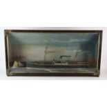 A shipping diorama, late 19th Century, depicting the steam ship The Friendship, off Alnwick,