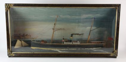 A shipping diorama, late 19th Century, depicting the steam ship The Friendship, off Alnwick,