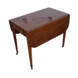 Mahogany and line inlaid twin flap top, 19th Century, with frieze drawer and dummy drawer,