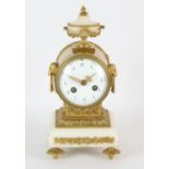 French gilt bronze and white marble mantel clock, by repute from Maples, Paris, 19th Century,