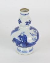 A small blue and white vase, decorated with horsemen, 10 cm high, Qing Dynasty; together with an