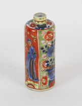 A Chinese snuff bottle of cylindrical form decorated later with Dutch, or other European enamels, 9.