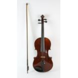 20th century French "Medio Fino" violin, spruce top, two-piece maple back and spruce front,