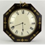19th century rosewood and mahogany octagonal cased single fusee wall clock, the white enamel dial