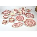 A Mason printed part tea and coffee and dinner service, Vista pattern, to comprise five dinner