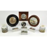 Collection of 19th century Pratt ware, to comprise, ten various framed pot lids,
