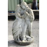 Reconstituted stone figure of two country lovers, H70cm