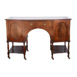 Mahogany writing desk, early 20th century, top with inset tooled leather writing surface above