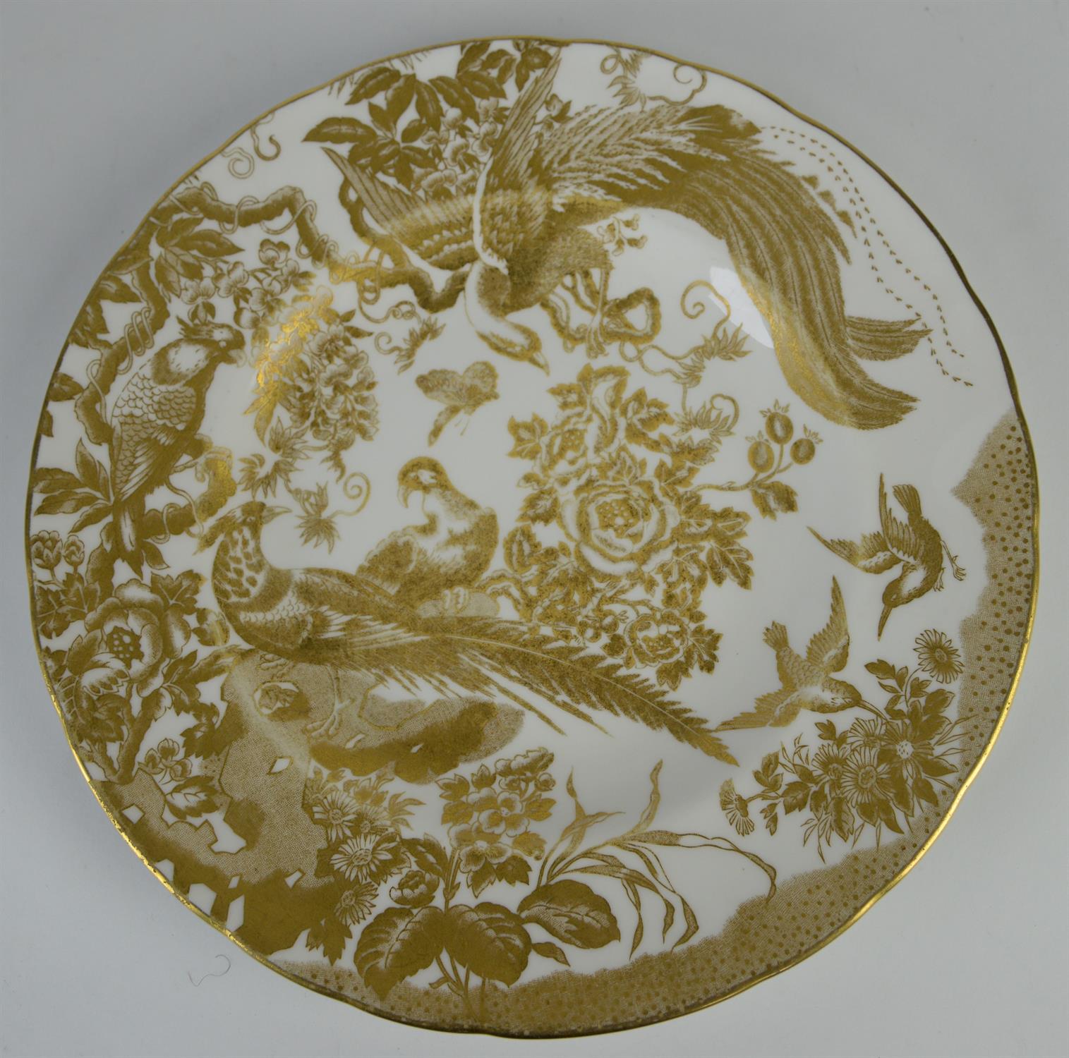 Royal Crown Derby, a part dinner service in the Gold Aves pattern, printed marks to base, - Image 7 of 38