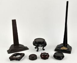 A Collection of Chinese hardwood stands [some damage or deterioration] Provenance: The Property of