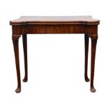 George III mahogany concertina card table, the folding top with green baize lining with candle