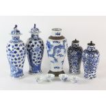 Two pairs of blue and white vases, both pairs with four-character marks of The Kangxi Emperor,