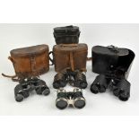 Otto Walter Binoculars, no. 12507, in a leather case, 10cm high, together with a pair of Ross