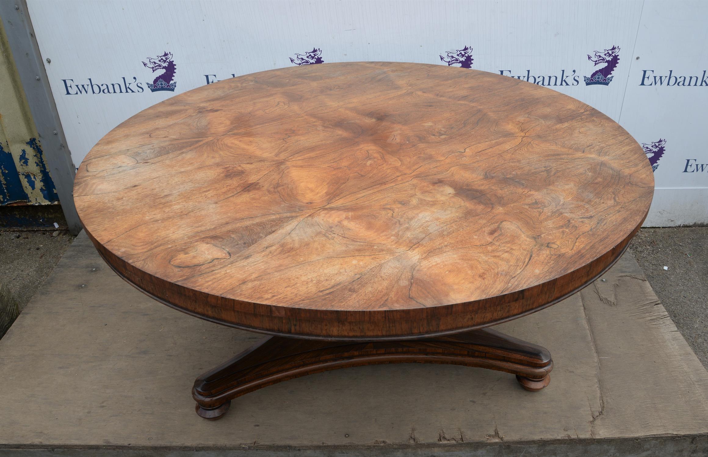 Early 19th century circular rosewood breakfast table on urn shaped column and platform base, - Image 4 of 4