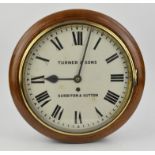 Early 20th century mahogany wall clock, the white enamel dial signed Turner & Sons Surbiton &