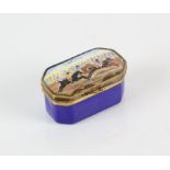 19th century enamel snuff box, of horse racing interest in rectangular canted form,