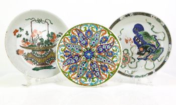Two Chinese polychrome dishes