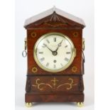 A mahogany mantel clock, by Broderick, Peterborough, the mahogany and brass case of architectural