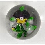 19th century Baccarat paperweight, with encased pansy, 6.5cm