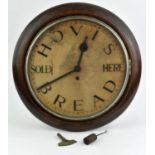 Victorian oak circular wall clock, the face applied with the advertising letters HOVIS BREAD sold